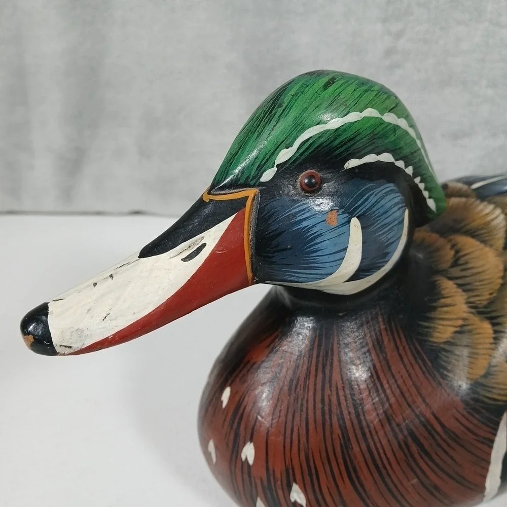Vintage Wood Duck Decoy Set Multi Color Folk Art Decor Hand Painted
